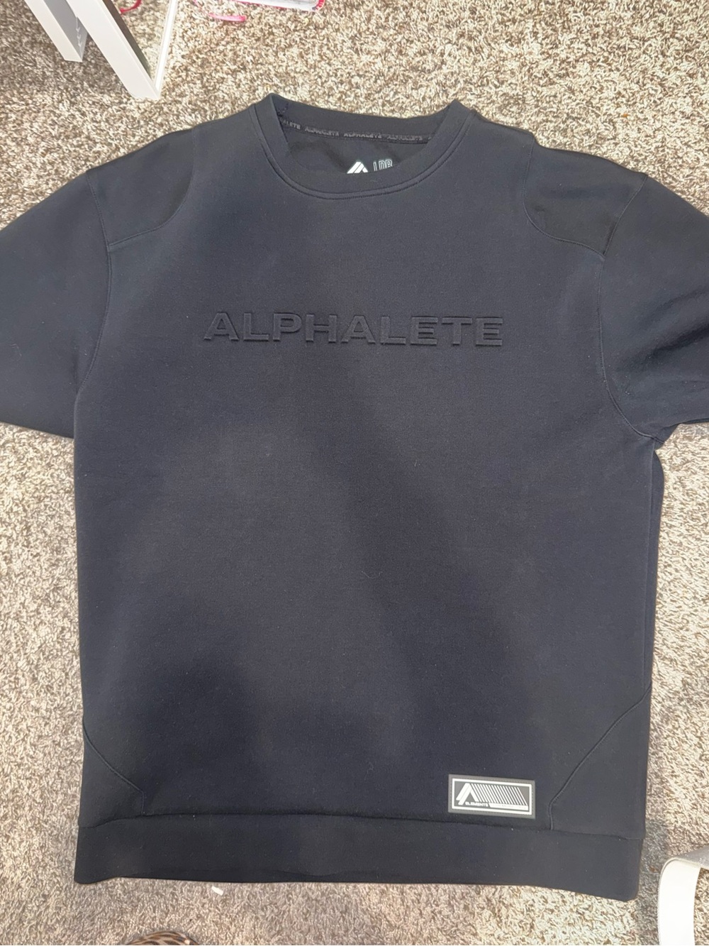 Alphalete Black Men’s Crewneck Sweatshirt with Embossed Logo